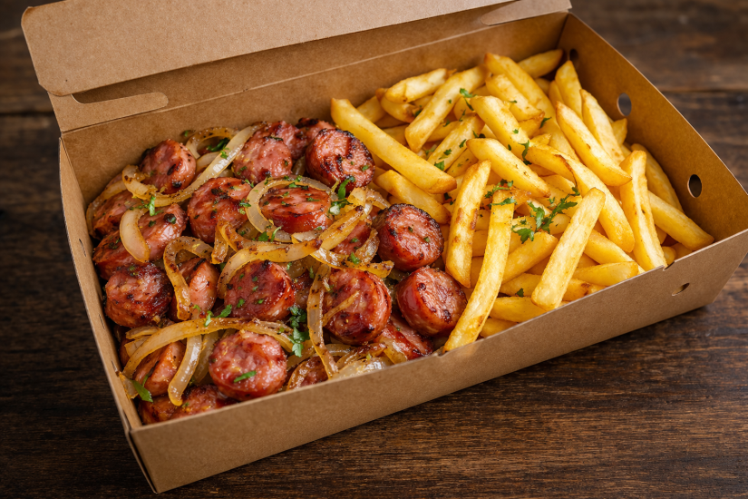 5- Linguiça fina + Batata Frita (400g pesada crua)