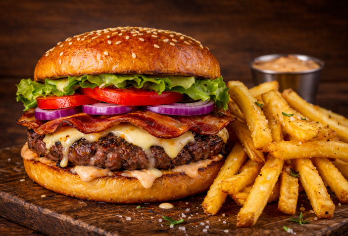 7- Clássico com Bacon e batata frita