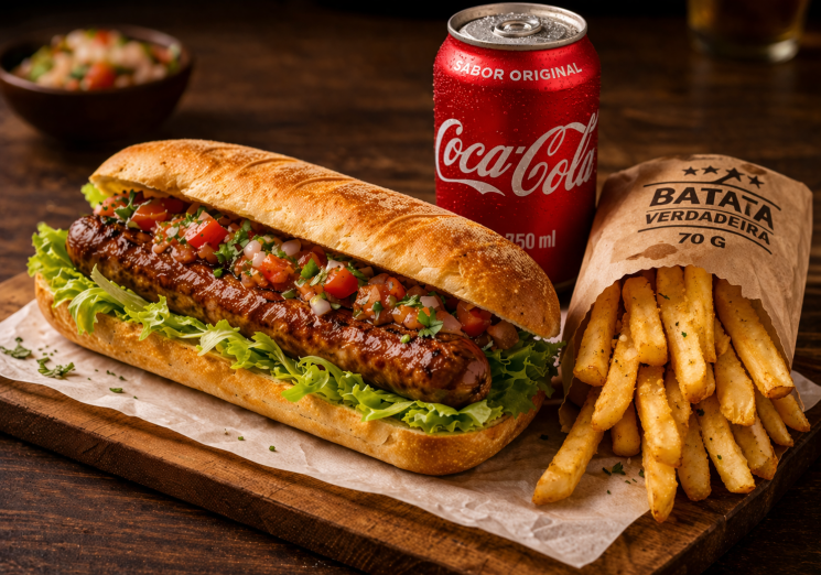 1 Criolla de Pernil com Queijo + 1 Batata 70g +1 Refrigerante 350 ml