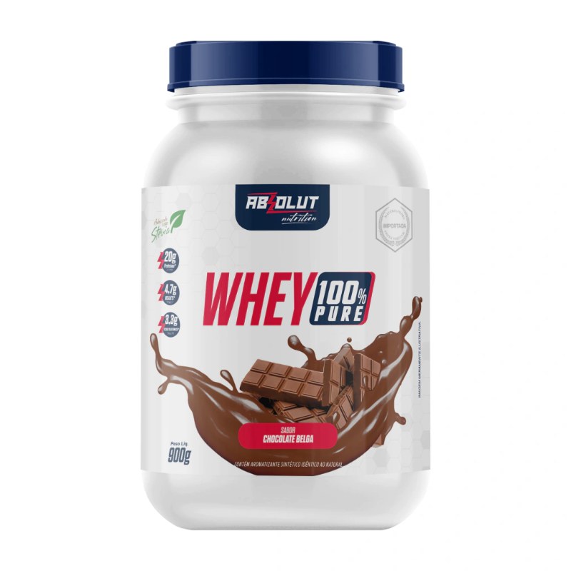 WHEY 100% PURE MORANGO COM CHANTILLY PACOTE 900G - ABSOLUT