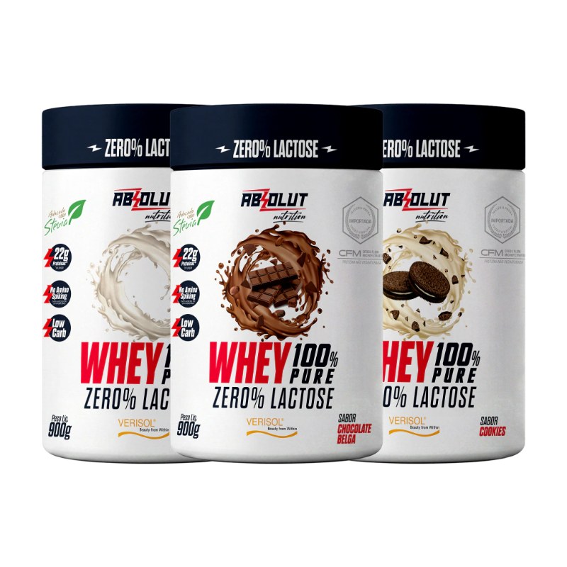 WHEY 100% PURE ZERO LACTOSE CHOCOLATE BELGA 900G - ABSOLUT