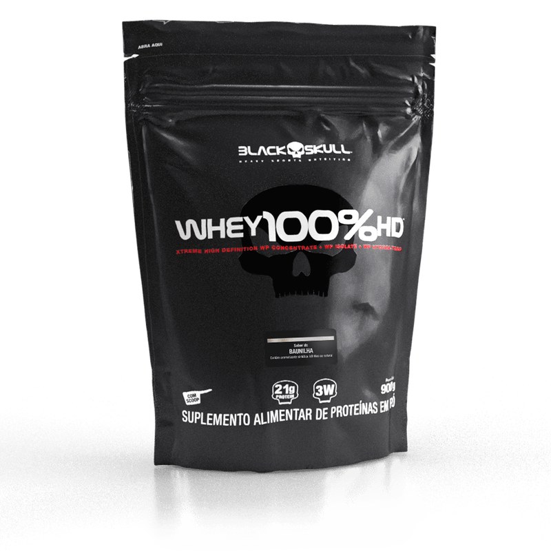 WHEY 100% HD BAUNILHA PACOTE 900G - BLACK SKULL