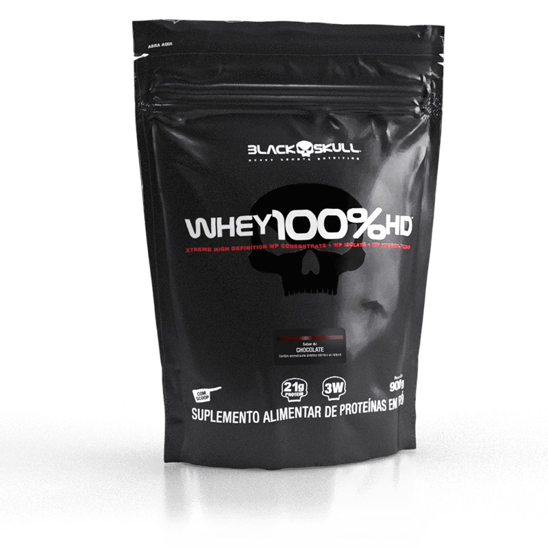 WHEY 100% HD CHOCOLATE PACOTE 900G - BLACK SKULL