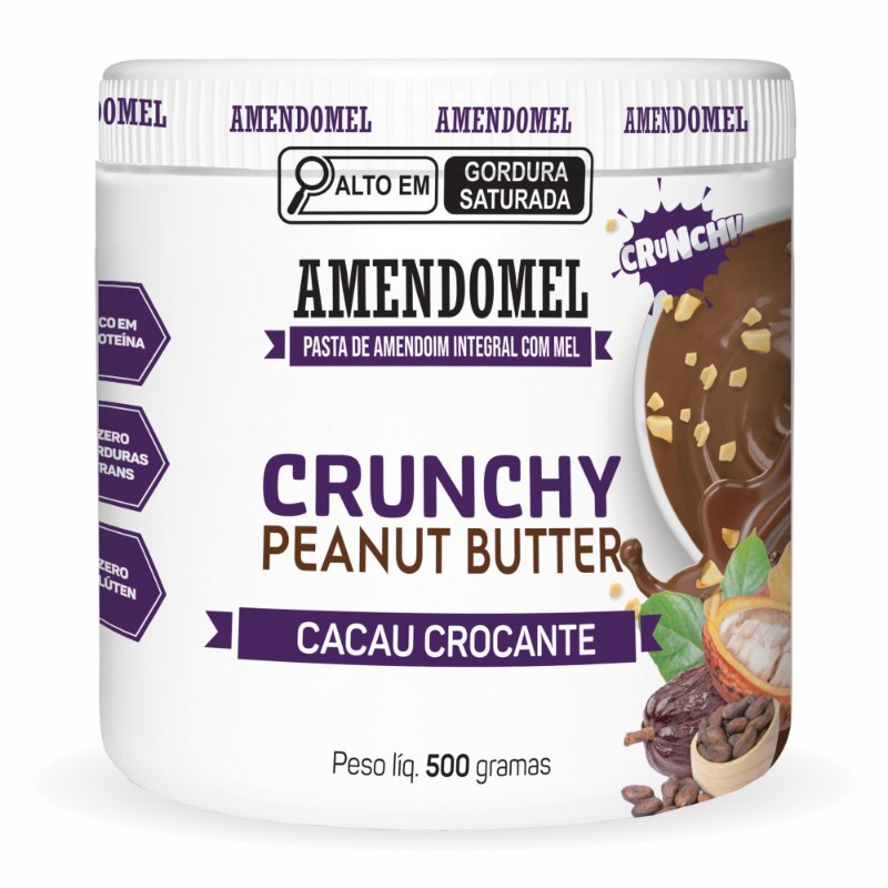 PASTA DE AMENDOIM CACAU CROCANTE 500G - AMENDOMEL