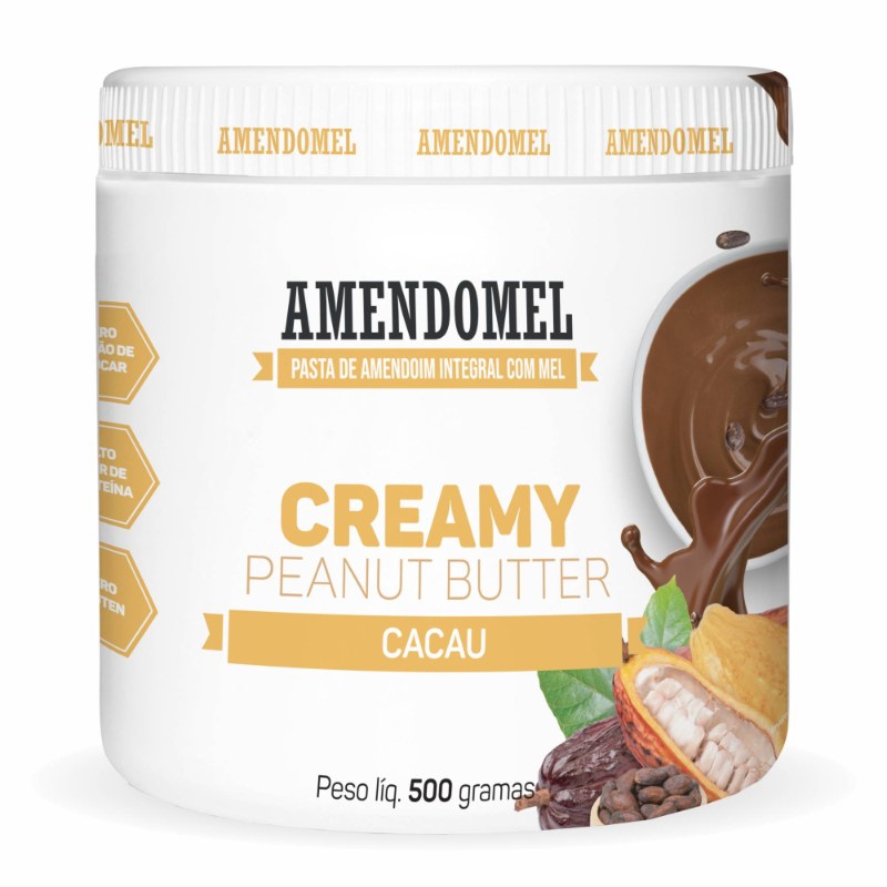 PASTA DE AMENDOIM CREAMY CACAU 500G - AMENDOMEL