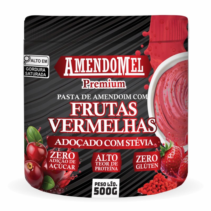 PASTA DE AMENDOIM FRUTAS VERMELHAS 500G - AMENDOMEL