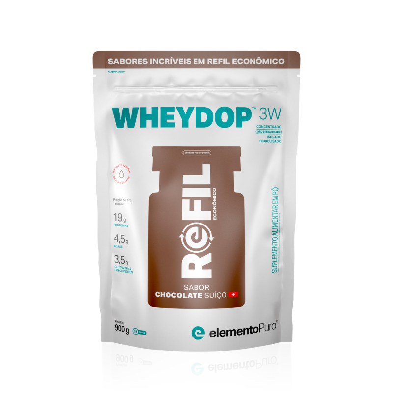 WHEYDOP 3W CHOCOLATE SUÍÇO 900G - ELEMENTO PURO