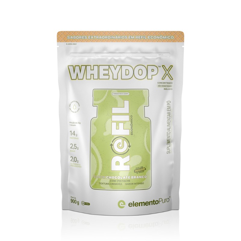 WHEYDOP X CHOCOLATE BRANCO COM PISTACHE 900G - ELEMENTO PURO