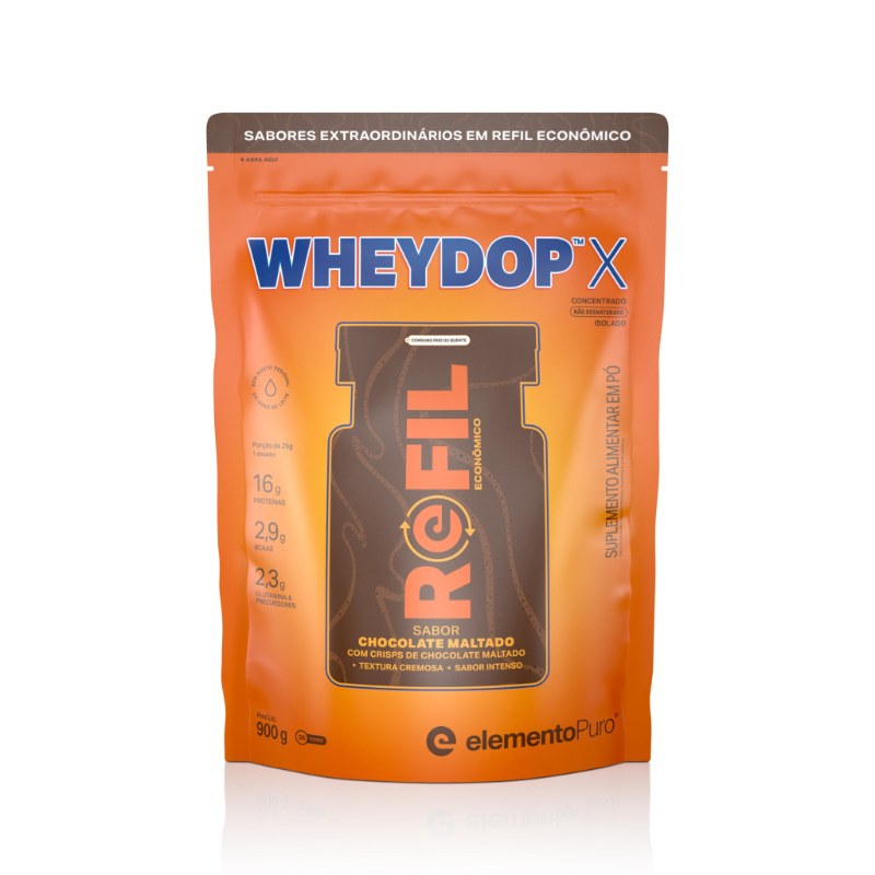 REFIL WHEYDOP X CHOCOLATE MALTADO 900G - ELEMENTO PURO