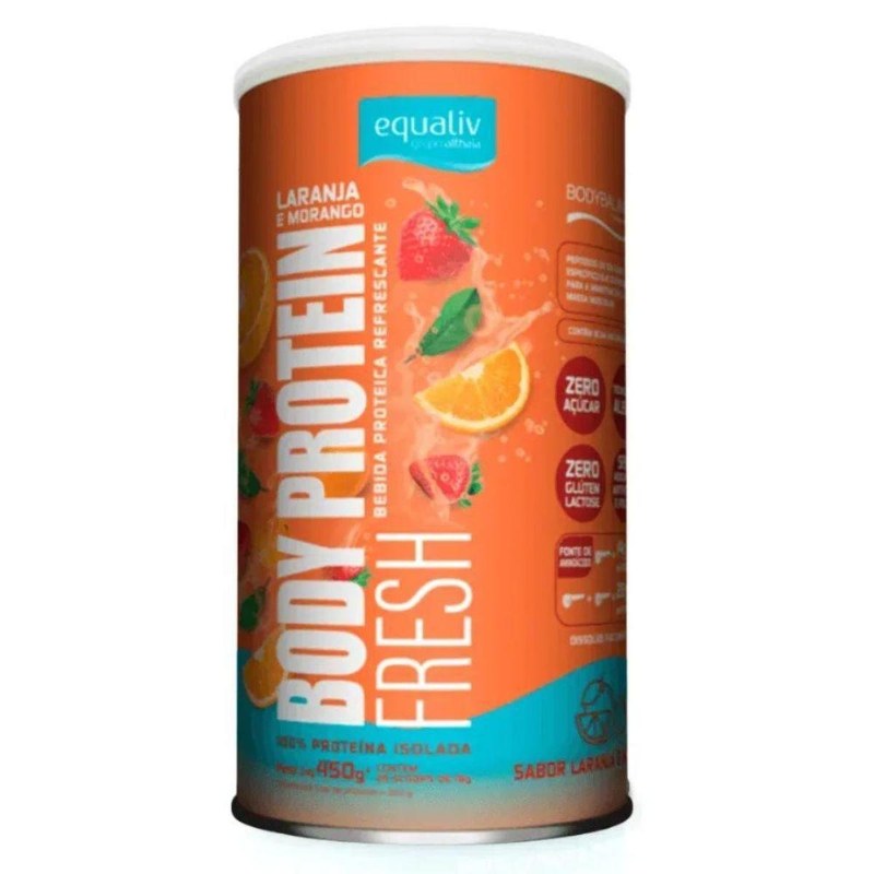 BODY PROTEIN FRESH LARANJA E MORANGO 450G - EQUALIV